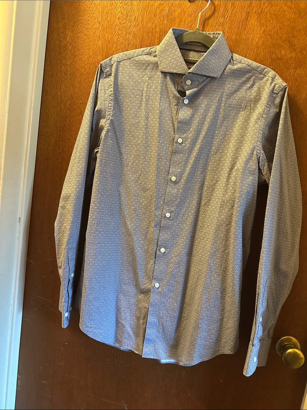C2 by Calibrate Blue Micro-Pattern Dress Shirt